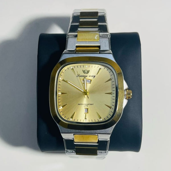 SUCCESS WAY Silver and Golden Stylish Men's Wristwatch