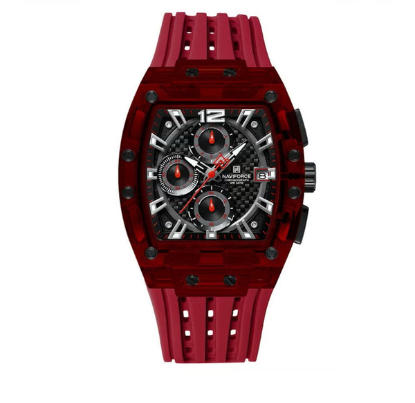 Naviforce NF7105 Transparent Waterproof Men's Watch (Red)