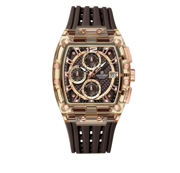 Naviforce NF7105 Transparent Waterproof Men's Watch (Brown)